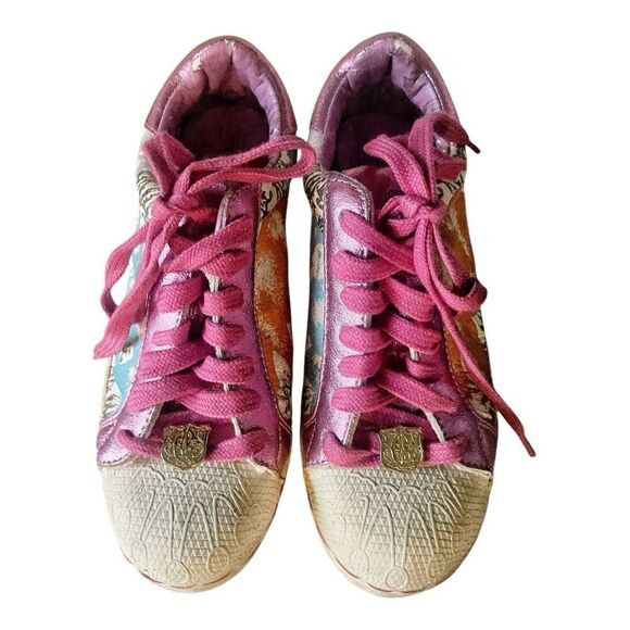 Vintage Y2K Christian Audigier Metallic Grafitti Sneakers Retro Size 6 - Picture 2 of 5